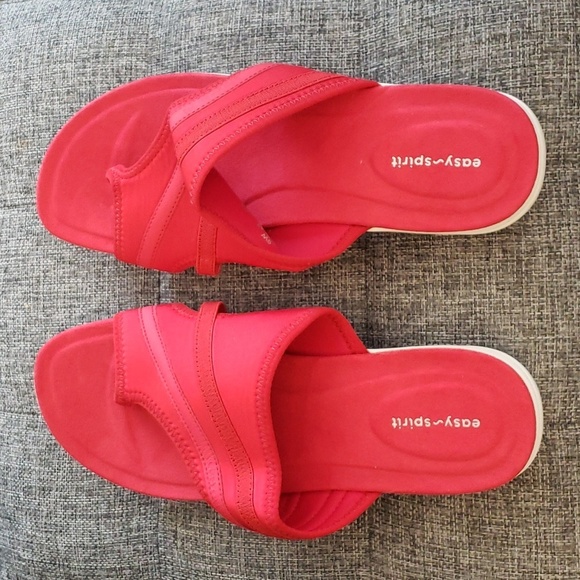 Easy Spirit Lola Flat Sandals in Red Size 9W - Picture 3 of 8